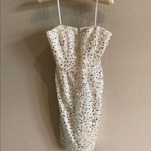 Milly White Sequin Bridal Mini Dress